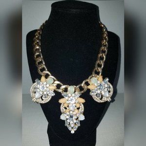 Bebe Gold Chain Opal Crystal Statement Costume Necklace